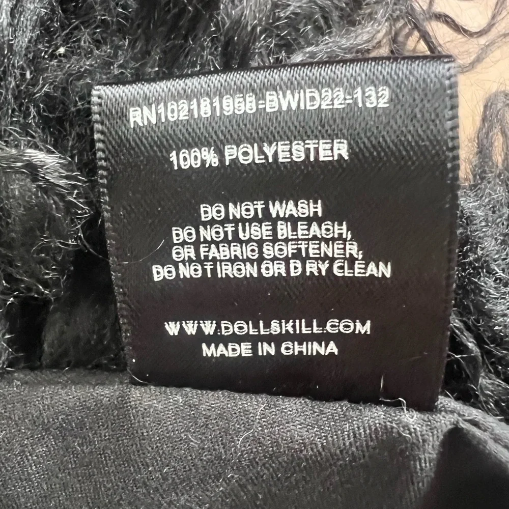 Dolls Kill Widow Faux Fur Bag Black Long Hair Furry Vegan Mongolian Lamb NWOT - Picture 13 of 13